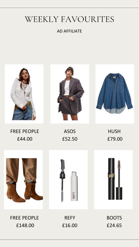 Weekly Favourites - Free People, ASOS, Hush, Refy, Boots

#LTKstyletip #LTKSeasonal #LTKeurope