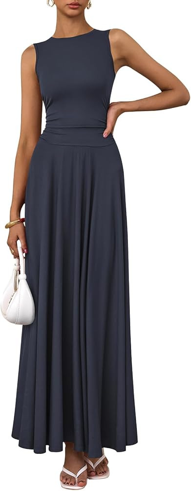 PRETTYGARDEN Womens Spring Dresses 2025 Casual Sleeveless Crewneck Aline Maxi Dress Stretch Tank ... | Amazon (US)