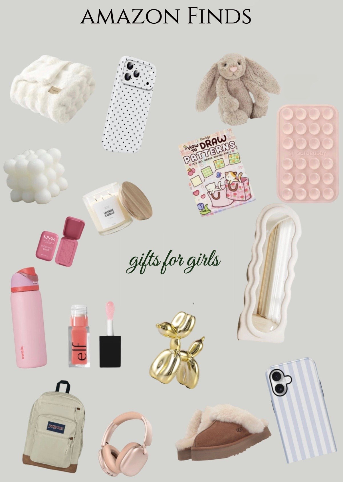 ✨🎁 Amazon Finds for Teen Girls! 🎁✨
If she’s 13–15, these gifts are basically guaranteed to make her say “OMG I love this” before disappearing into her room for three hours. From fluffy blankets to cute phone cases, lip gloss, squishy things, bunny plushies, and slippers she’ll wear everywhere, this board is teen approved. 😅💗

#AmazonFinds #GiftsForGirls #TeenGiftGuide

#LTKselfcare #LTKGiftGuide #LTKHoliday