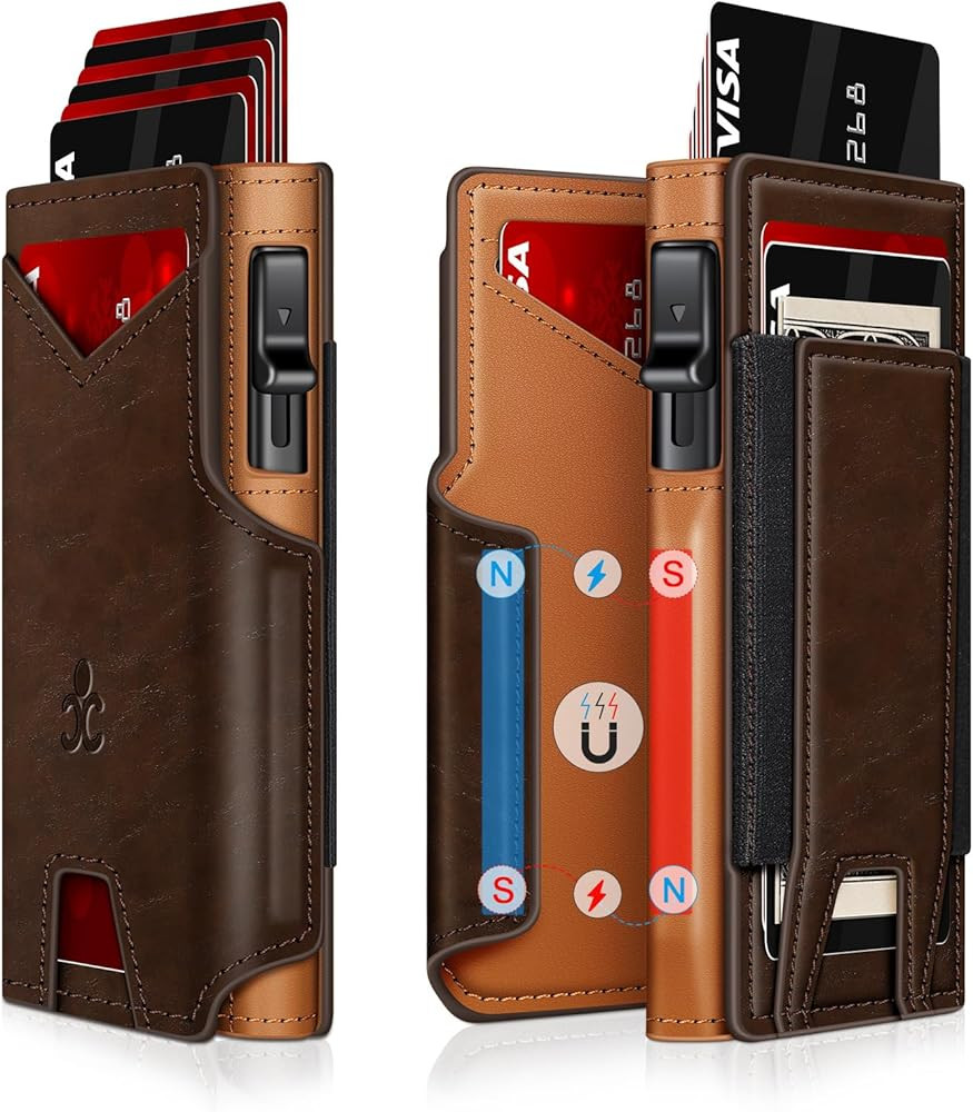 Wallet for Men Wallet with Slim Pop Up Card Holder 9-13 Cards, Bifold Minimalist Smart Wallet RFI... | Amazon (US)