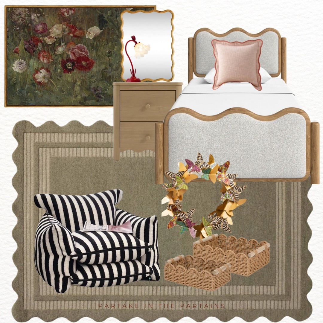 A moody, fun & whimsical girls room with all the scalloped edges 🎀🖤

#LTKHome #LTKFamily