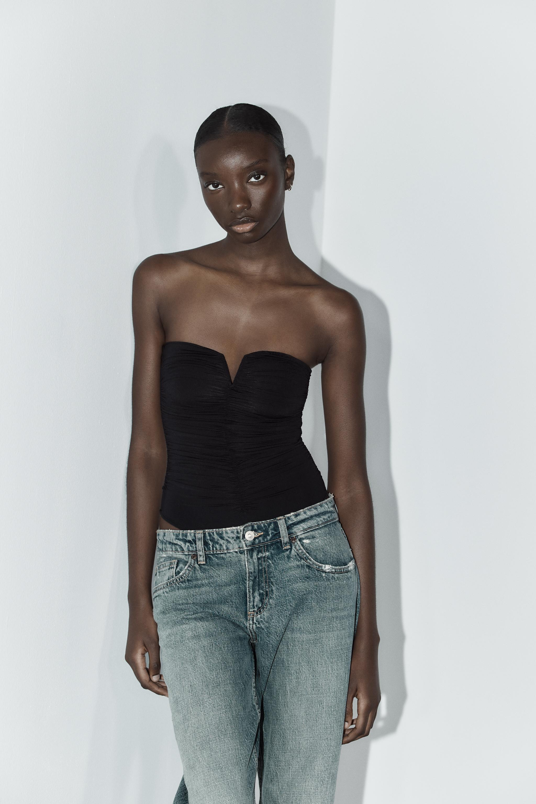 RUCHED POLYAMIDE BANDEAU BODYSUIT | Zara US