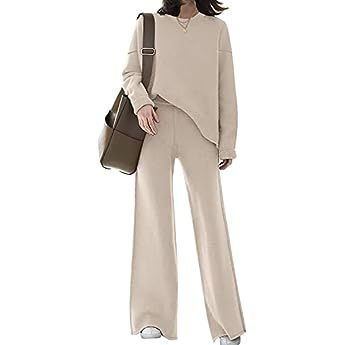 ETCYY NEW Womens Elegant Lounge Sets Knitted Sweatsuit Sets 2 Piece Outfits with Sweater Tops and Wi | Amazon (US)