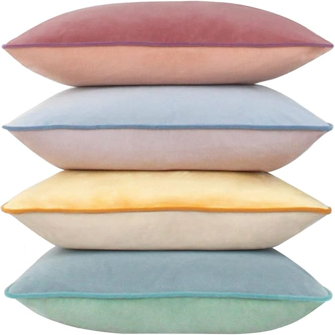 Btyrle Throw Pillow Covers 18x18 Set of 4 Soft Velvet Couch Cushion Covers Modern 8-Colors Design... | Amazon (US)