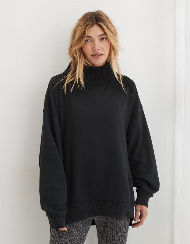 Aerie Down-To-Earth Oversized Mockneck Sweatshirt | Aerie