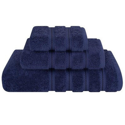 American Soft Linen 3 Piece Towel Set, 100% Cotton Bath Towels for Bathroom, Navy | Target