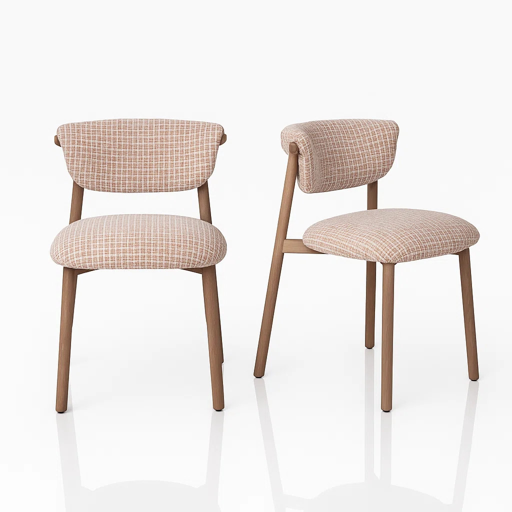 Houndstooth Upholstered Wood-look Metal Frame 2pc Dining Chairs | Wayfair North America