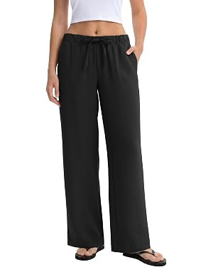 Abonlen Wide Leg Pants for Women Casual Flowy Crepe Trousers Wrinkle Free Relaxed Fit Lounge Work... | Amazon (US)