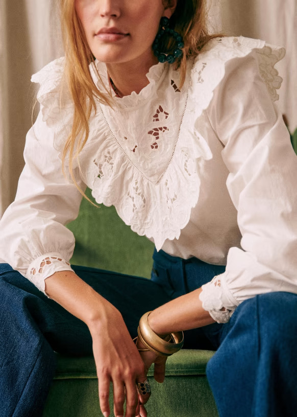 Sally Blouse - Ecru - Organic Cotton - Sézane | Sezane Paris