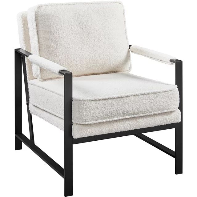 Alden Design Mid-Century Modern Accent Chair with Metal Frame, Ivory Boucle Fabric | Walmart (US)