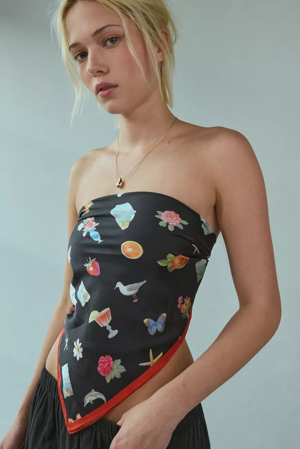 By The Sea Collage Satin Bandana | Urban Outfitters (US and RoW)