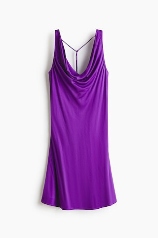 H & M - Cowl-Neck Satin Dress - Purple | H&M (US + CA)
