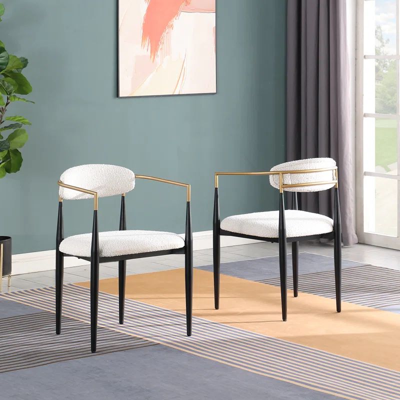 Netanya Upholstered Back Arm Chair Dining Chair (Set of 2) | Wayfair North America