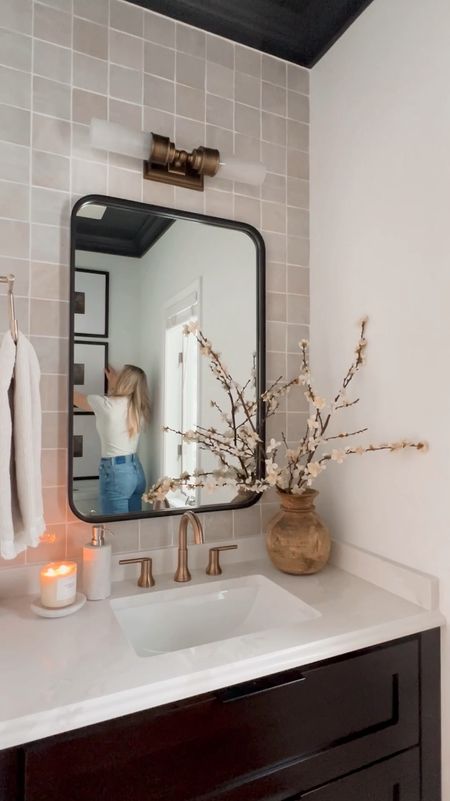 Powder or small bathroom spring styling. I like to keep our bathroom simple and neutral for a clean inviting look. 

#LTKSeasonal #LTKhome #LTKstyletip