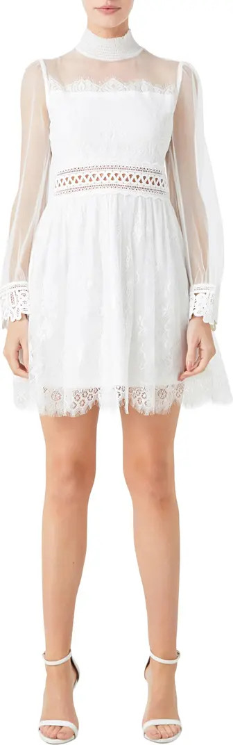 Endless Rose Mixed Lace Long Sleeve Cocktail Dress | Nordstrom | Nordstrom