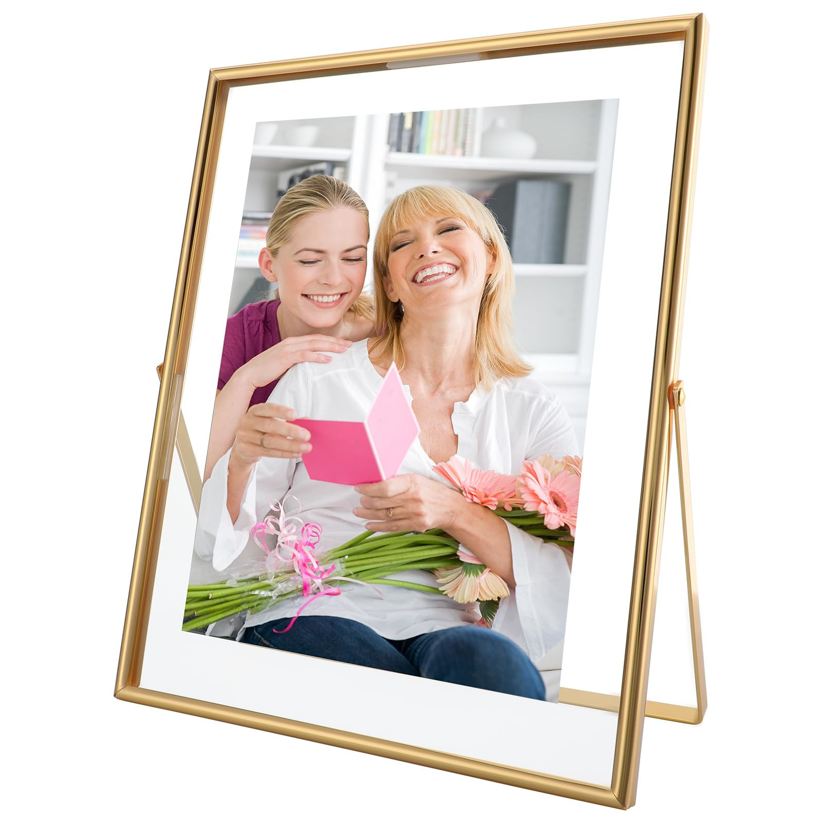 Gold Floating Frame (8×10 inches, Vertical), For Picture 7x9, 6x8, 5x7, Tabletop Shelf Photo Fra... | Amazon (US)