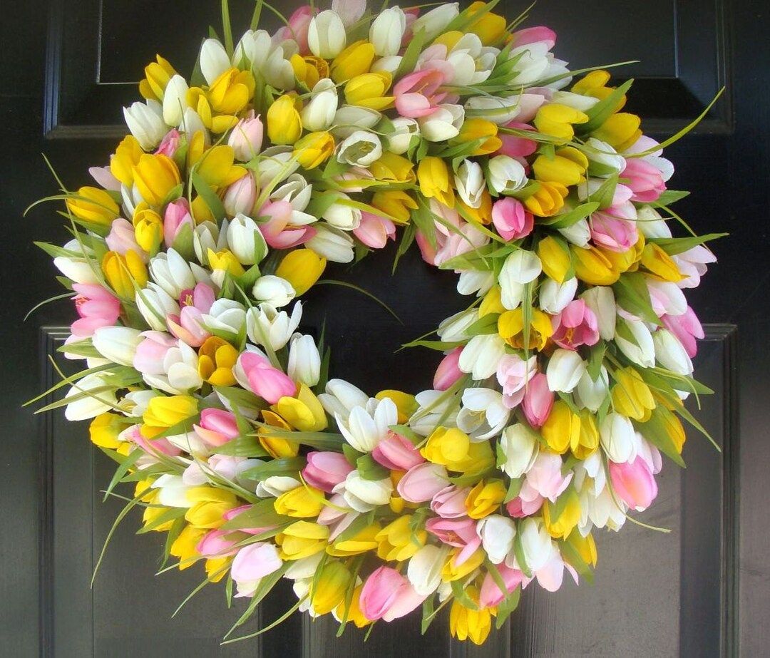 Bestselling Original Custom Tulip Wreath- Spring Wreath- Easter Wreath- Easter Decor- Front Door ... | Etsy (US)