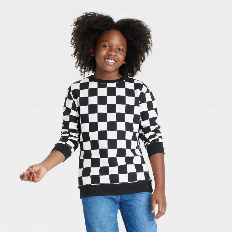 Boys' Crew Fleece Pullover - Cat & Jack™ Black/Cream | Target