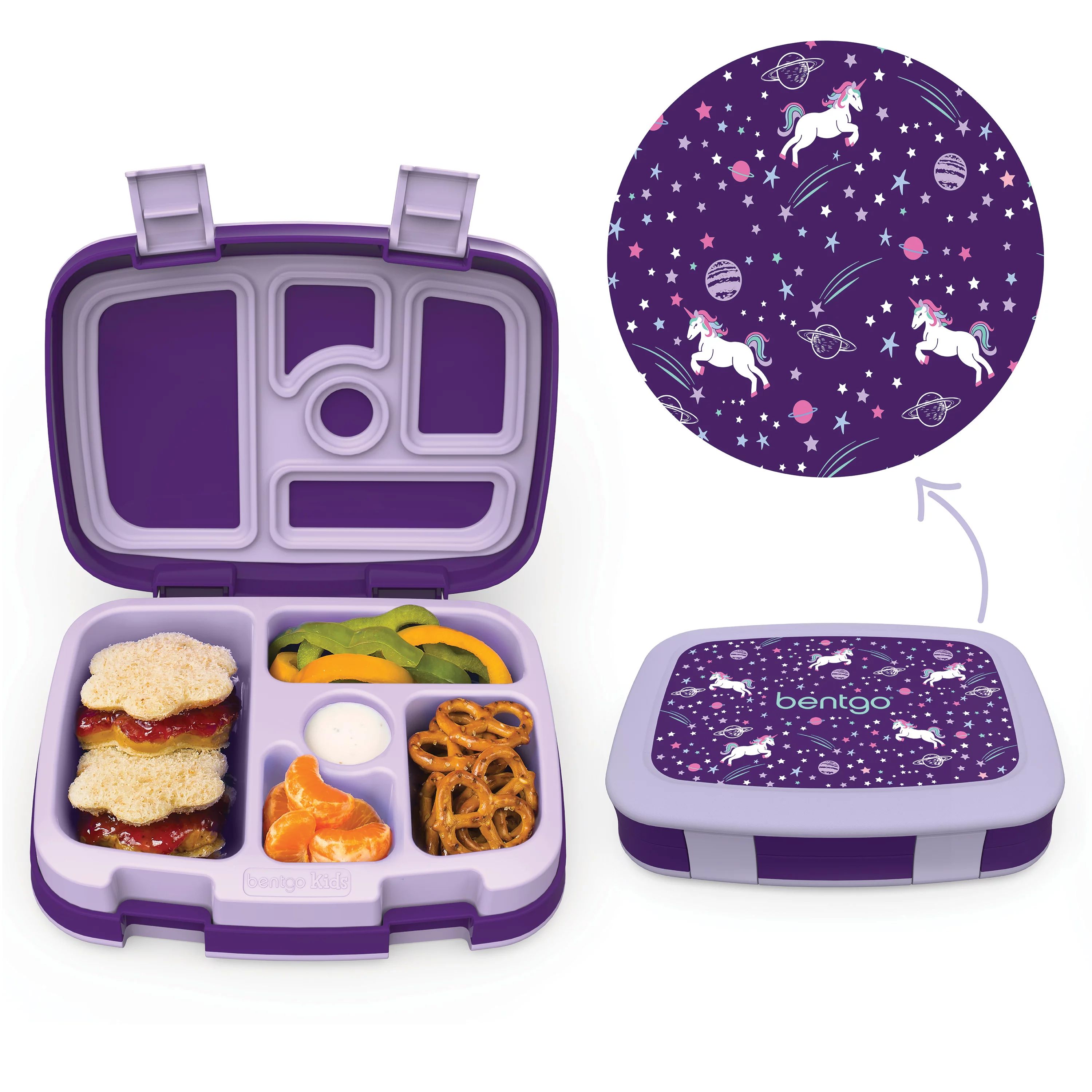 Bentgo Leak-Proof 5-Compartment Lunch Box, Kids Prints, Unicorn - Walmart.com | Walmart (US)