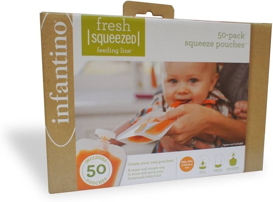 Infantino Disposable Squeeze Pouches, Portable Homemade Semi-Solid Food for Babies and Toddlers, ... | Amazon (US)