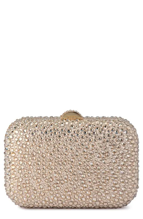 Olga Berg Casey Hot Fix Crystal Clutch in Champagne at Nordstrom | Nordstrom