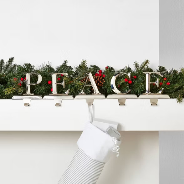 5pk PEACE Silver Christmas Stocking Holder - Wondershop™ | Target