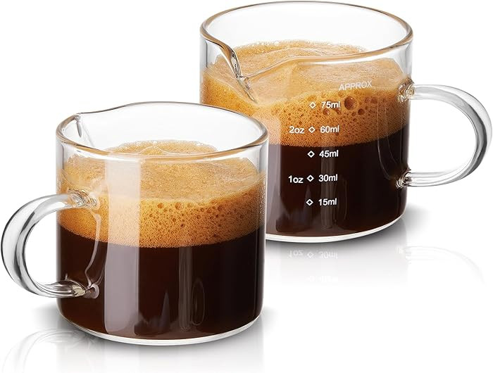 Mfacoy 2 Pack Measuring Cups, 75ML Espresso Cups with Handle, Espresso Shot Glasses with V-Shaped... | Amazon (US)