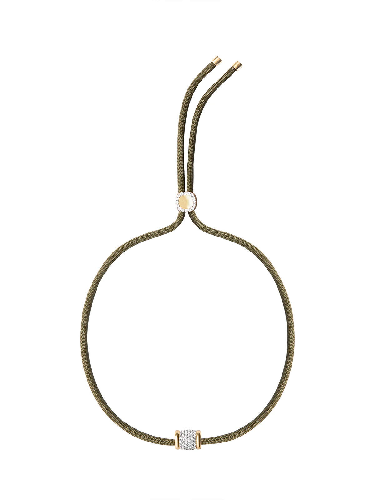 YVES LAB WHITE SAPPHIRE PARACORD NECKLACE, OLIVE | Dorsey