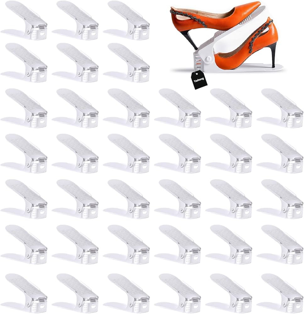 Yashong Shoe Slots Organizer, 36PCS Adjustable Double Layer Stack Shoe Rack, 50% Space-Saving Sto... | Amazon (US)