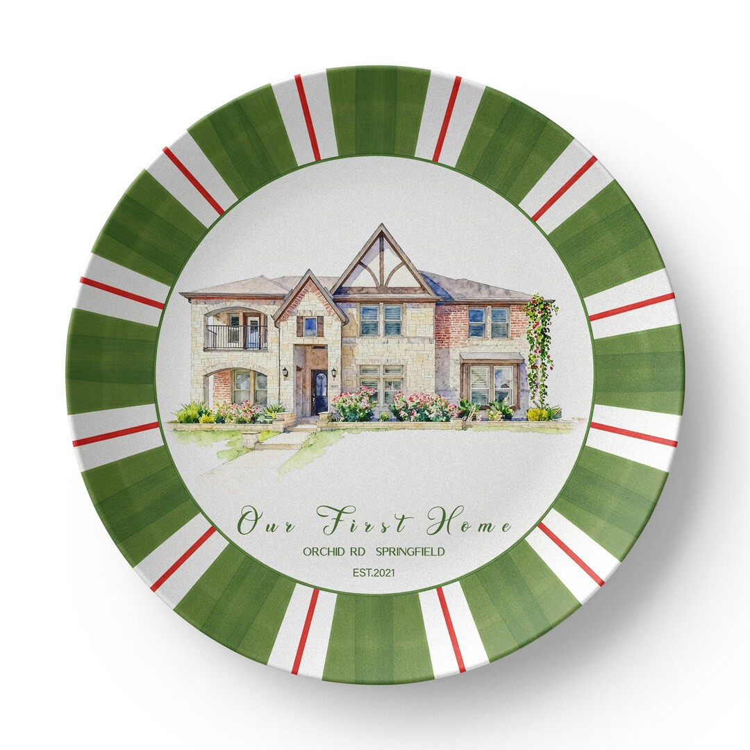 Custom House Portrait Plate, Hand Painted 10” Plate, First Home Gift - Etsy | Etsy (US)