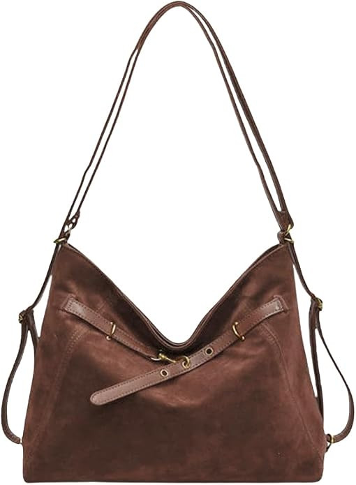 Suede Crossbody Bag 2025 Fall Winter Suede Tote Bag Hobo Purse Casual Shoulder Handbag Large Satc... | Amazon (US)