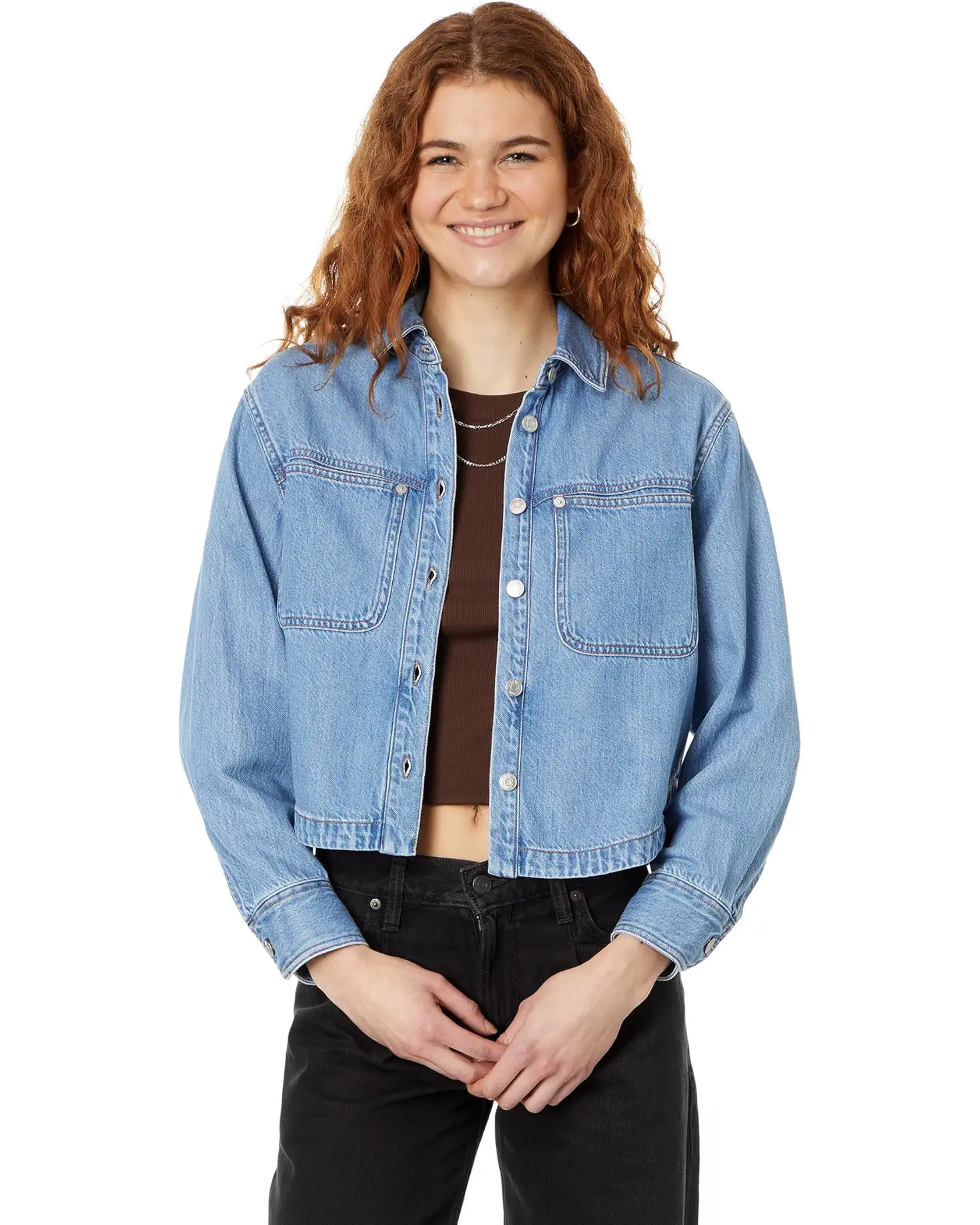 Madewell Long-Sleeve Crop Shirt in Dayview Wash | Zappos