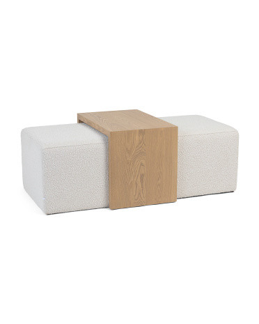 53in Modern Wood Accented Rectangular Ottoman | TJ Maxx