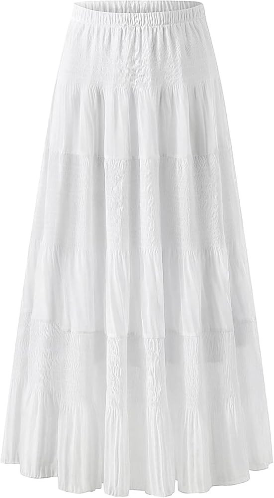 comefohome Maxi Skirts for Women UK Pleated Long Flowy Chiffon Elasticated Waist Tiered A Line La... | Amazon (UK)