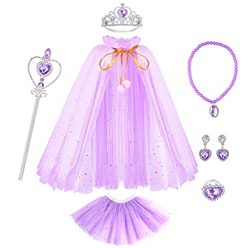 BesJonie Princess Dresses for Girls,Princess Dress Up Clothes Cape Skirt Toys for 3 4 5 6 Year Old Girl Birthday Gift Ideas (Purple Princess) | Amazon (US)