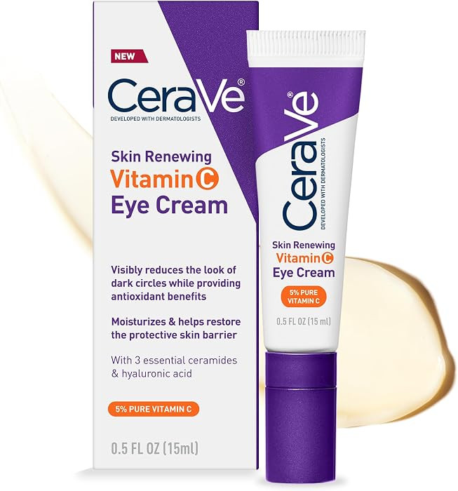 CeraVe Skin Renewing Vitamin C Eye Cream, Vitamin C, Hyaluronic Acid, Ceramides & Caffeine, Under... | Amazon (US)