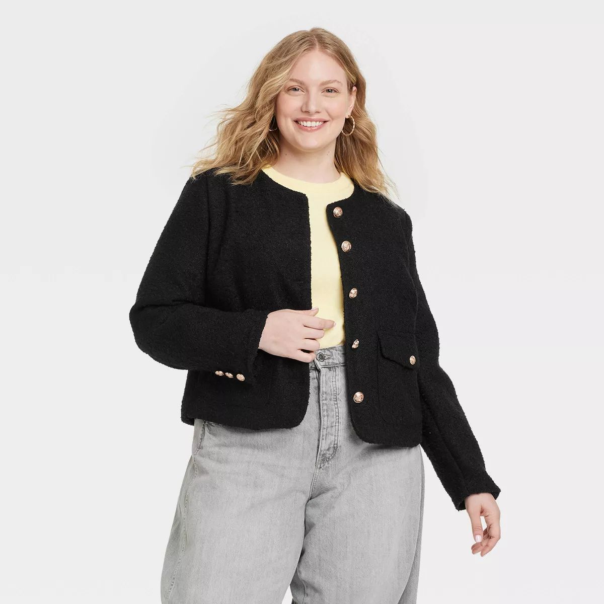 Women's Button-Front Jacket - Universal Thread™ Black | Target