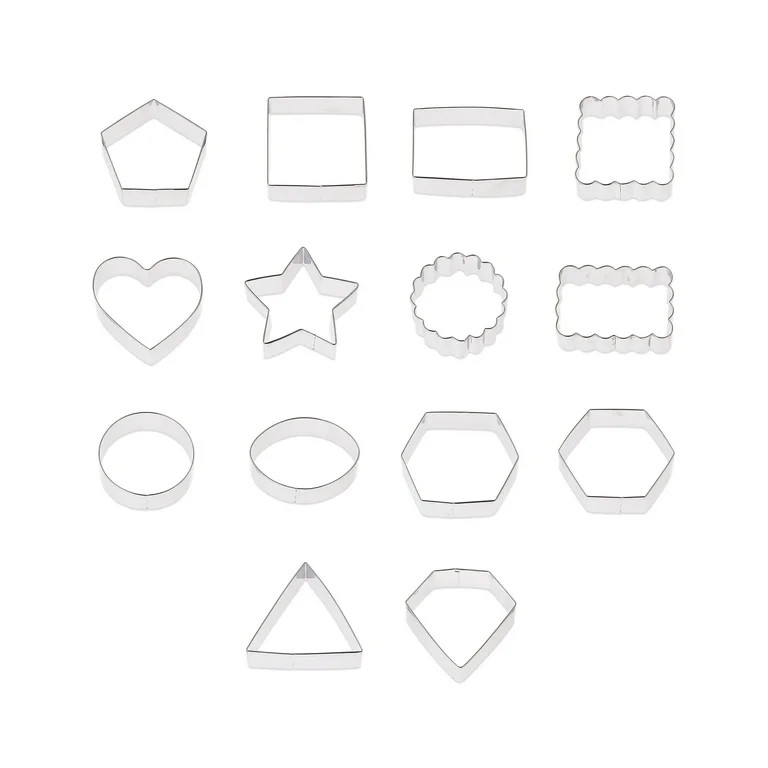 Metal Shaped Cookie Cutters Set, 14 Pieces, by Way To Celebrate | Walmart (US)