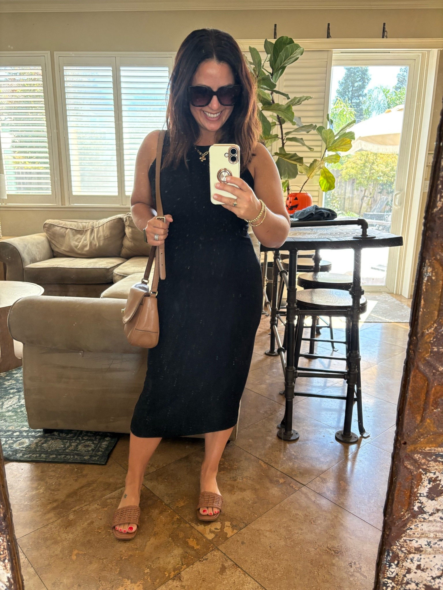 Brunch with the fam → homecoming shopping with my son 🖤✨ Keeping it comfy but cute in this easy black midi dress, woven slides, and my everyday crossbody. The perfect casual fall weekend outfit!

#LTKStyle #FallOutfits #CasualOutfit #WeekendStyle #MidiDress

#LTKootd #LTKOver40 #LTKPetite