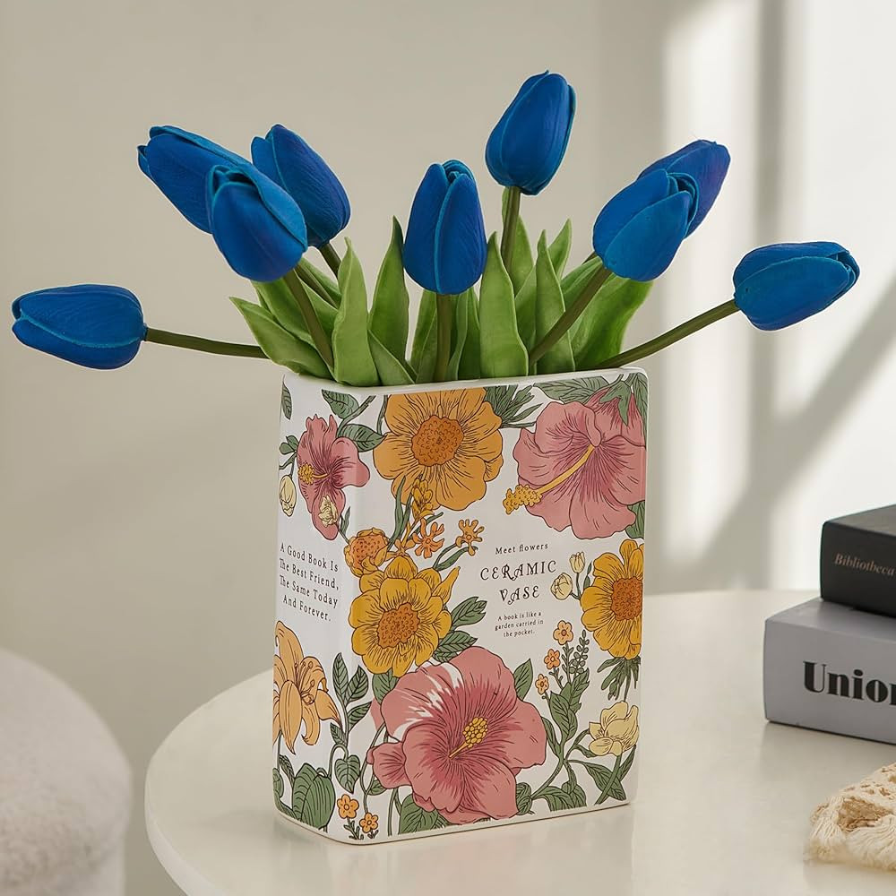 FJS Book Vase Modern Book Shaped Ceramic Vases for Flowers, Table Centerpieces Vases for Aestheti... | Amazon (US)