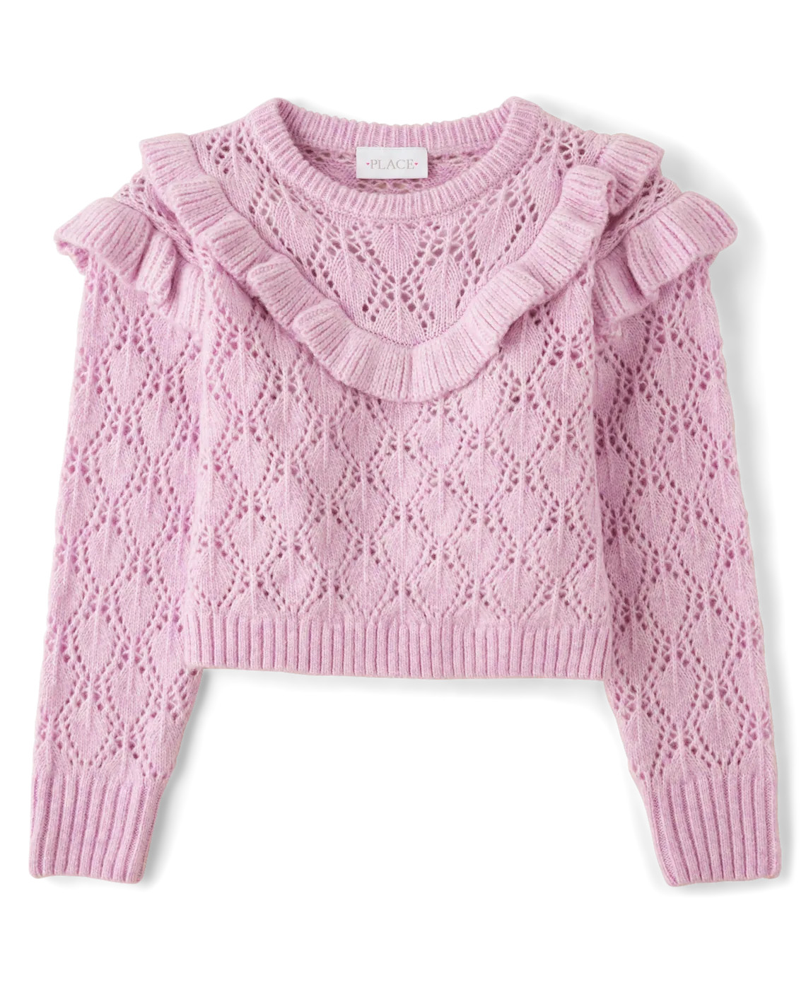 Girls Ruffle Pointelle Sweater - purple | The Children's Place