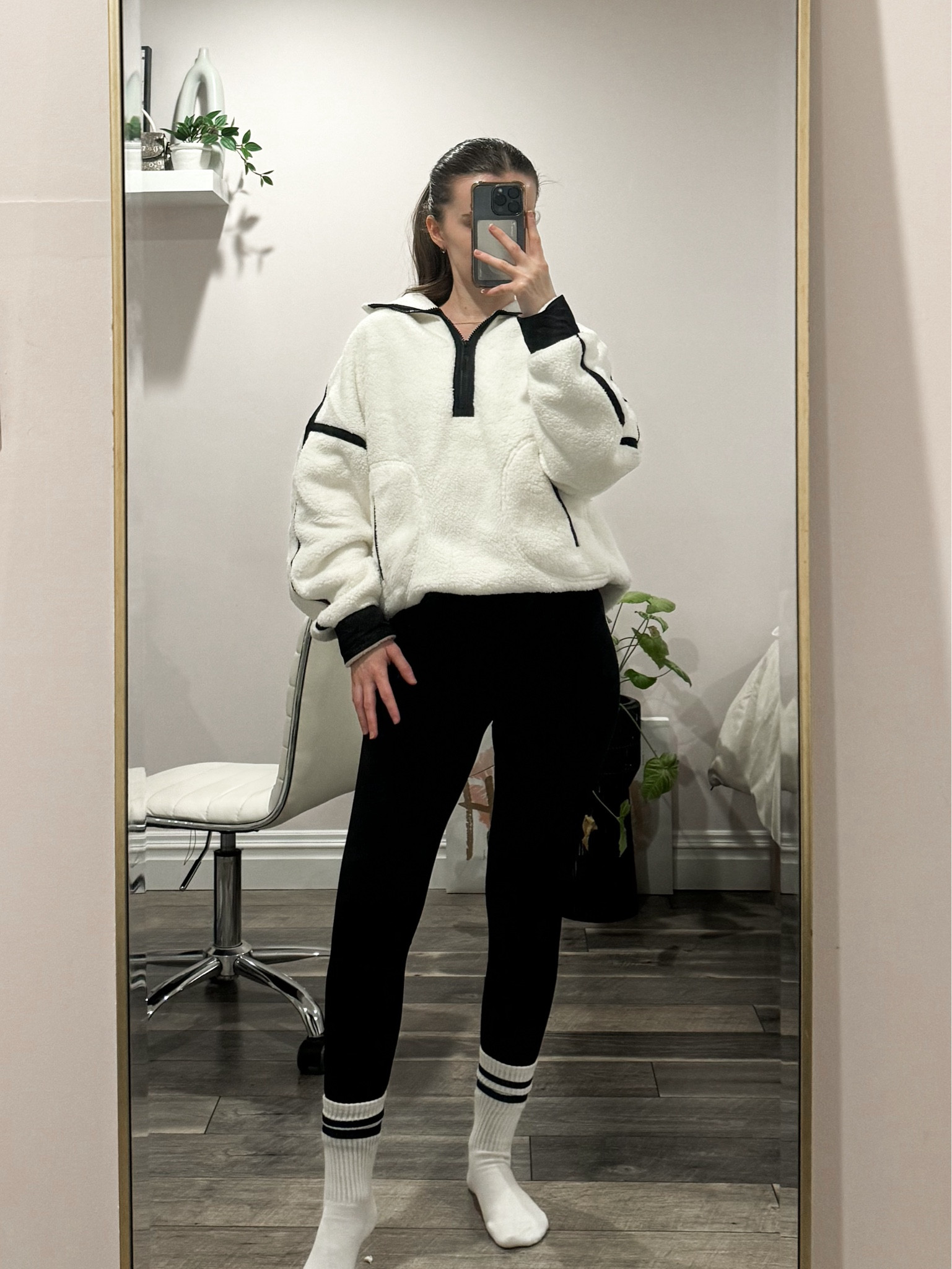 This half zip Sherpa fleece pullover, black leggings, and grippy socks are perfect for Pilates, travel, or a comfy athleisure look.
.
.
.
.
.
Travel outfit | Sherpa pullover | casual winter outfit  | fleece pullover | winter jacket | fuzzy jacket | black leggings outfit | casual leggings outfit | winter leggings | yoga outfits | athleisure outfits | 

#LTKSeasonal #LTKActive #LTKFitness #LTKU #LTKSaleAlert #LTKGiftGuide #LTKTravel #LTKShoeCrush #LTKItBag



#LTKFindsUnder100 #LTKFindsUnder50 #LTKStyleTip