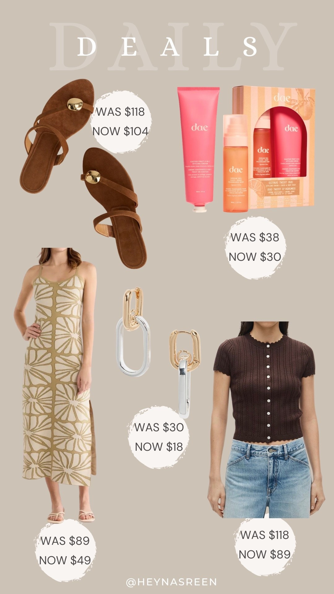 Daily deals on Madewell sandals, DAE hair set, J.Crew cardigan, Billabong dress