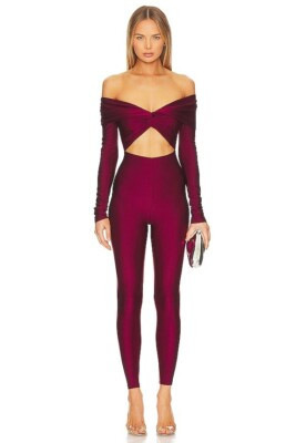 The Andamane Kendall Off-shoulder Jumpsuit in Ruby Deep Red M NWT $395 | eBay US