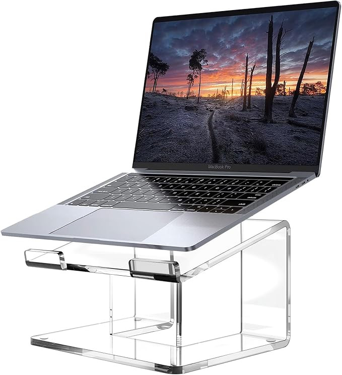 Acrylic Laptop Stand for Desk, Laptop Riser for 10-14 Inch Laptops, Ergonomic Laptop Holder, Comp... | Amazon (US)