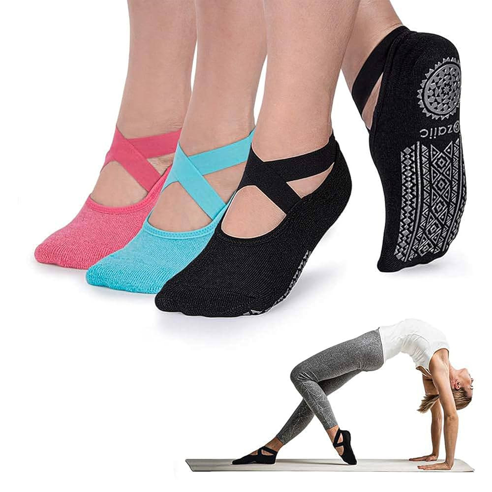 Ozaiic Yoga Socks for Women Non-Slip Grips & Straps, Ideal for Pilates, Pure Barre, Ballet, Dance... | Amazon (US)