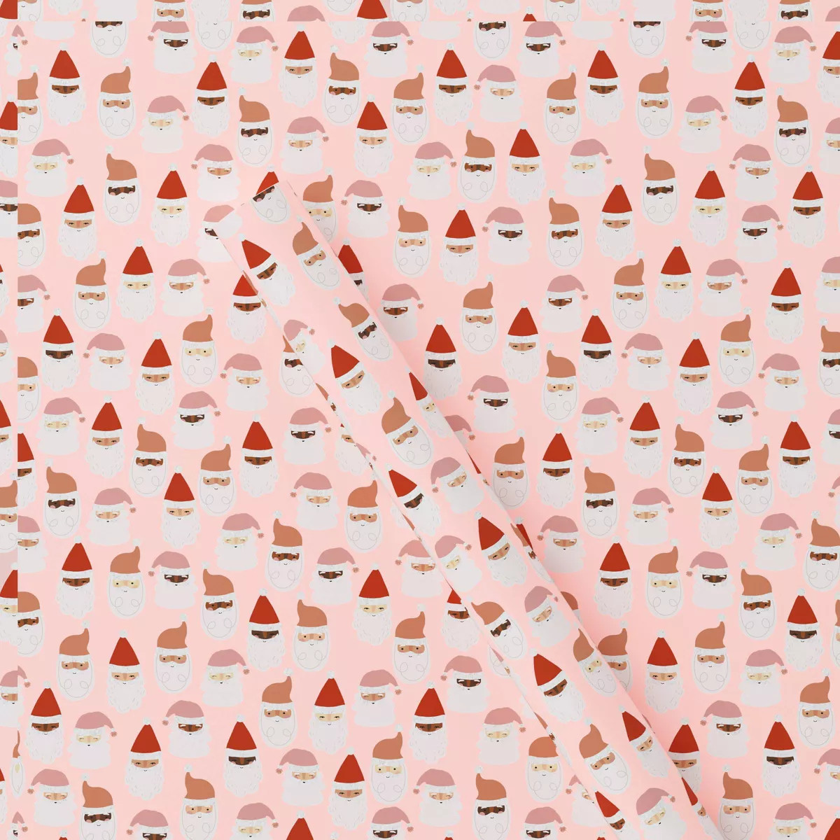 20 sq ft Santa Faces Christmas Gift Wrap Pink - Wondershop™ | Target