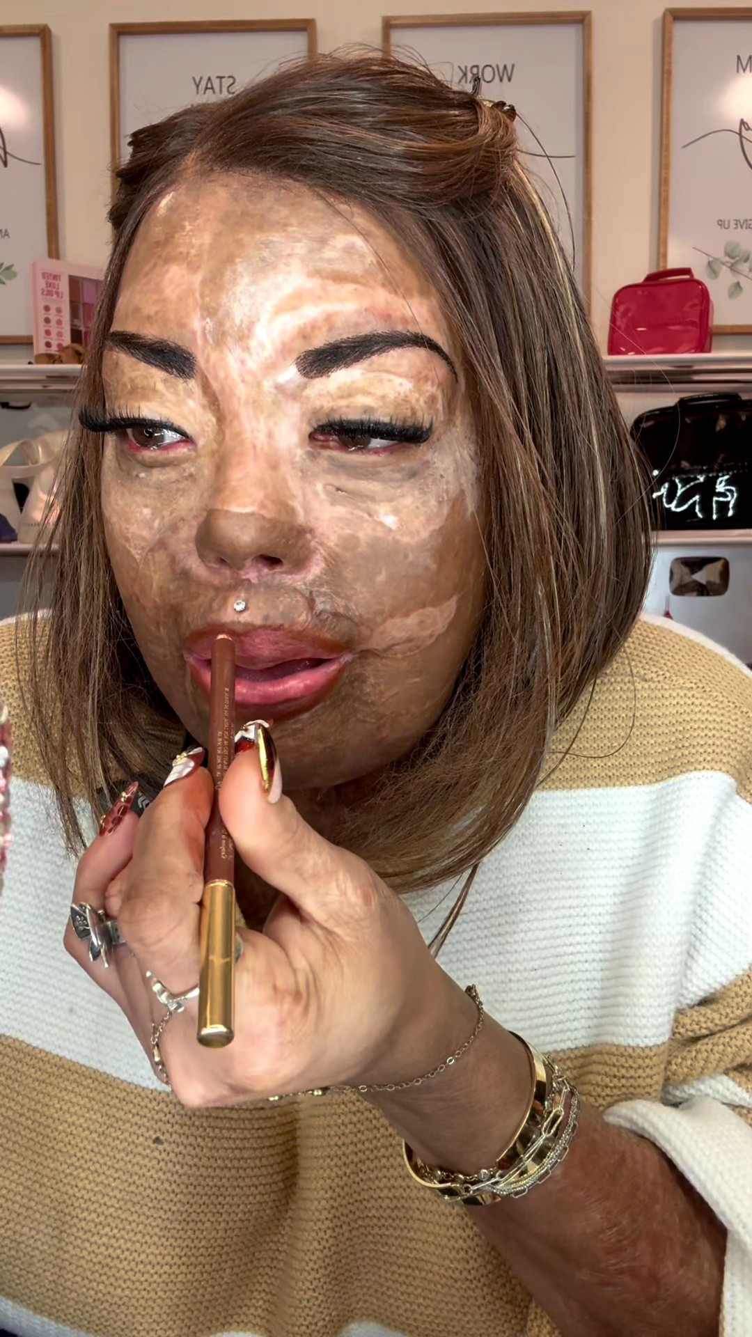 I’ve been trying to get this to work for about a year. 🤷🏽‍♀️

Wanting to change something about how you look doesn’t mean you don’t love yourself.

Confidence isn’t about proving anything, it’s about having the freedom to choose.

Makeup, skincare, or bare face… it can all be self love as long as you’re being gentle with yourself.🦋

Love y’all!😘

Have y’all tried the @peterthomasrothofficial Instant Firm? 

@lorealparis is yours better?🙂

✨✨✨Finger heart ring makeup mixing tray available at Mettalusso.com enter code: BURNEDBEAUTY for 25% off

#ConfidenceOnMyTerms #Over50Beauty #SkincareTalk

@makeupforever artist color crayon
@sweedbeauty lipliner
@colourpopcosmetics concealer 

#LTKBeauty #LTKselfcare #LTKOver40