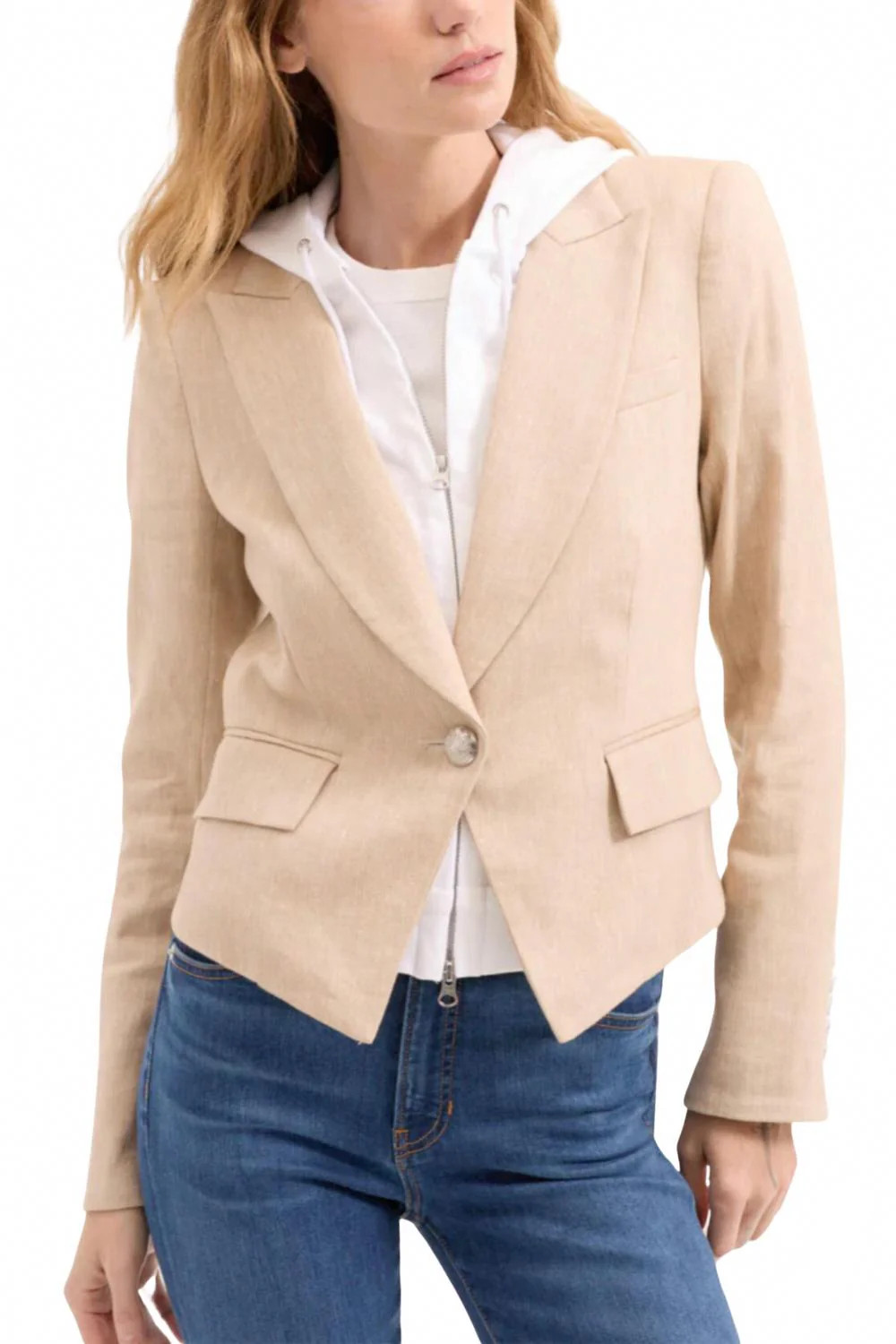 Hosanna Linen Dickey Jacket In Khaki Melange | Shop Simon