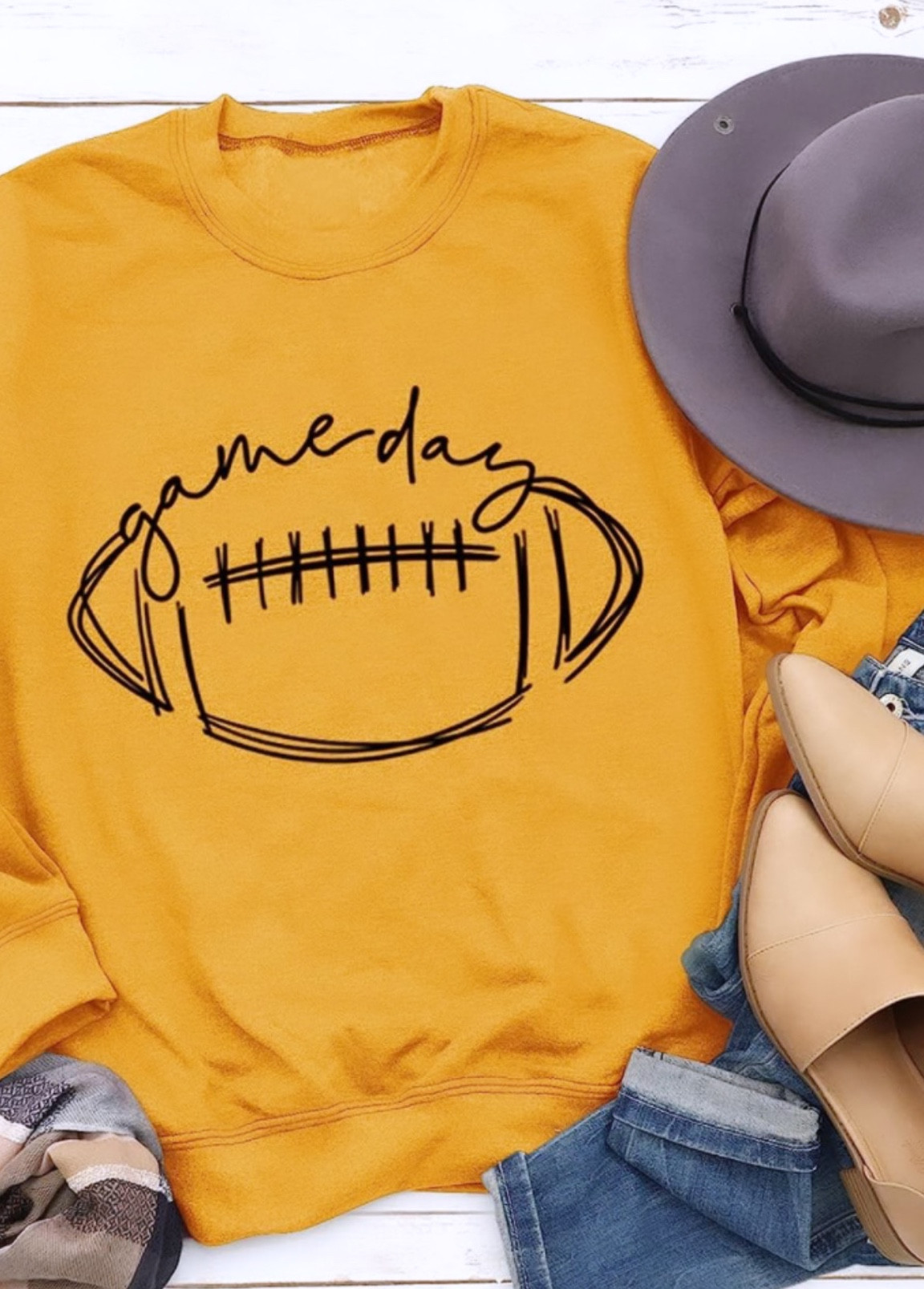 Football game day crew neck I just got🙌🏻 comfy cozy and great quality. So many different color options to sport whichever NFL team is your favorite